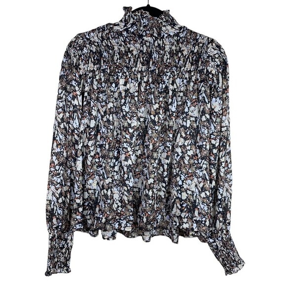House of Harlow 1960 Tops - House of Harlow 1960 Blouse Women's Medium Chiffon Mock Neck Long Sleeve Smocked